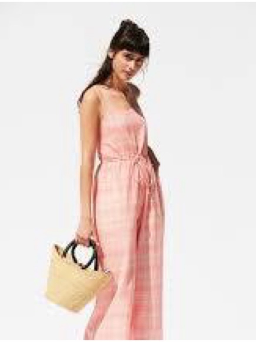 UO Women’s Pink Straps pocket string Wide-Leg summer casual Jumpsuit